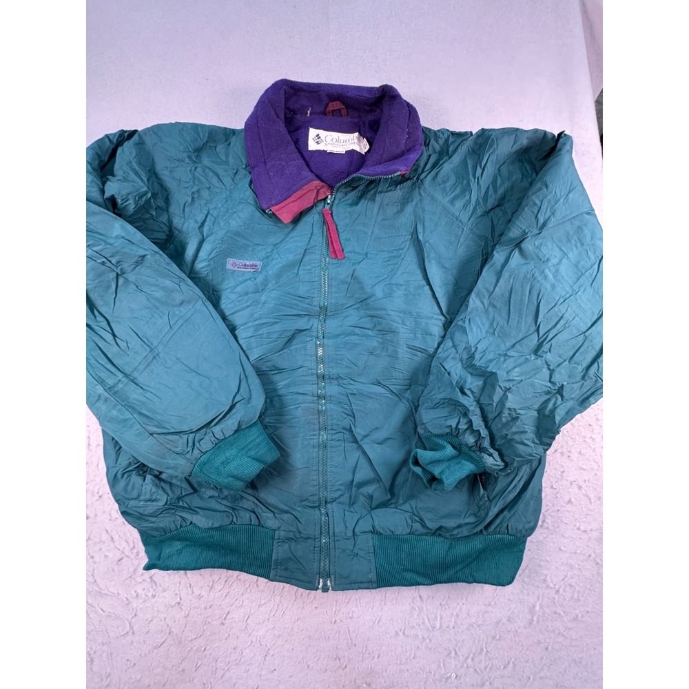 Columbia Jacket Mens XL Teal Green Fleece Lined Radial Raglan Sleeve Full Zip